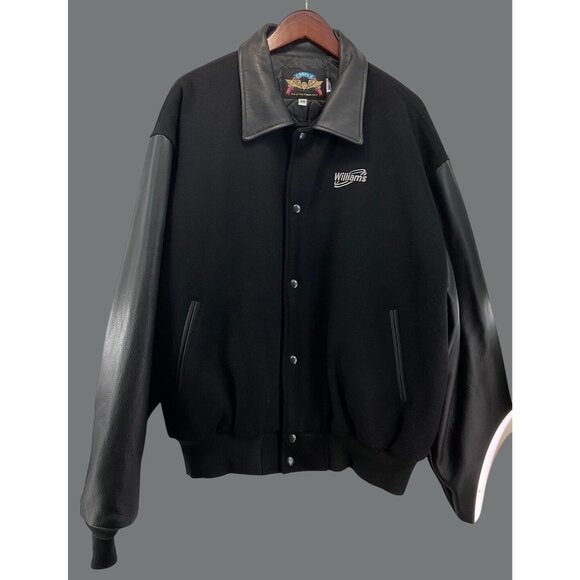 Vintage Hard Rock Cafe Black Varsity Jacket USA Flag Back Wool & Leather – Made - Picture 2 of 9